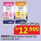 Promo Harga Paseo Baby Wipes With Jojoba Oil, With Chamomile Extract 50 sheet - Alfamidi