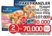 Promo Harga Kanzler Chicken Nugget Stick Crispy, Original, Crispy 450 gr - LotteMart