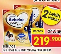 Promo Harga BEBELAC 3 Gold Susu Pertumbuhan Vanila 700 gr - Superindo