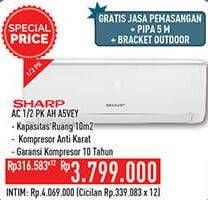 Promo Harga SHARP AH-A5VEY | AC 1/2PK  - Hypermart