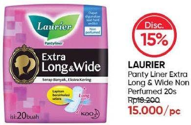 Promo Harga Laurier Pantyliner Extra Long & Wide NonPerfumed 20 pcs - Guardian