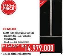 Promo Harga Hitachi Refrigerator Side By Side R-WB56PGD9GBW  - Hypermart