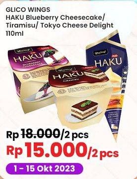 Promo Harga Glico Haku Blueberry Cheesecake Cup, Tiramisu Cup, Tokyo Cheese Delight 110 ml - Indomaret