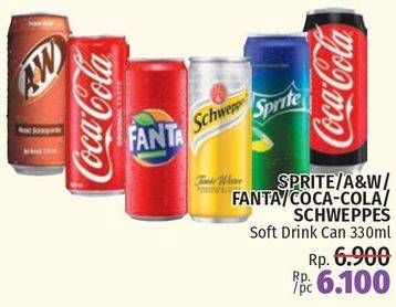 SPRITE / A&W / FANTA / COCA COLA / SCHWEPPES Minuman Soda 330ml