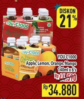 Promo Harga You C1000 Health Drink Vitamin Apple, Lemon, Mango, Orange 140 ml - Hypermart