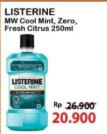 Promo Harga Listerine Mouthwash Antiseptic Cool Mint, Fresh Citrus, Zero 250 ml - Alfamart