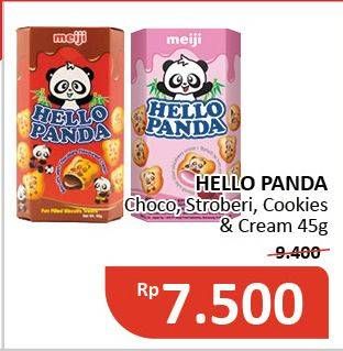 Promo Harga MEIJI HELLO PANDA Biscuit Chocolate, Strawberry, Cream 45 gr - Alfamidi