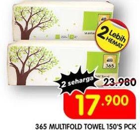 Promo Harga 365 Multifold Towel 150 sheet - Superindo