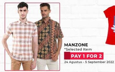 Promo Harga Manzone Batik Lengan Pendek  - Carrefour