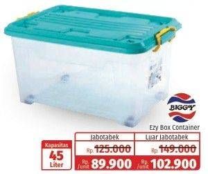 Promo Harga BIGGY Container Box Ezy 45 ltr - Lotte Grosir