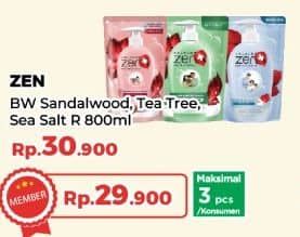 Promo Harga ZEN Anti Bacterial Body Wash Shiso Sandalwood, Shiso Tea Tree, Shiso Sea Salt 900 ml - Yogya
