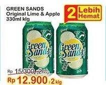 Promo Harga GREEN SANDS Minuman Soda Lime Apple 330 ml - Indomaret