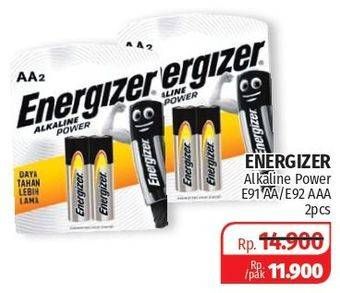 Promo Harga ENERGIZER Battery Alkaline E91 BP6 AA, E92 BP6 AAA 2 pcs - Lotte Grosir