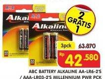 Promo Harga ABC Battery Alkaline LR-6, LR-03 per 3 pouch 2 pcs - Superindo