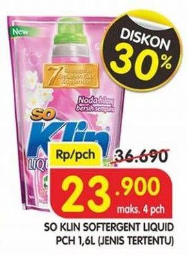 Promo Harga SO KLIN Liquid Detergent 1600 ml - Superindo