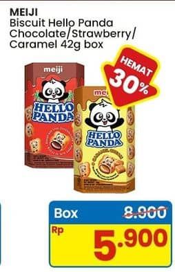 Promo Harga Meiji Hello Panda Biscuit Chocolate, Strawberry, Caramel Cream 42 gr - Indomaret