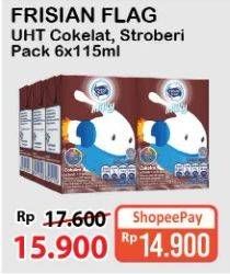 Promo Harga FRISIAN FLAG Susu UHT Milky Zuzhu Zazha Chocolate, Strawberry per 6 tpk 115 ml - Alfamart