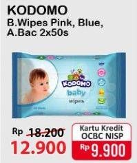 Promo Harga KODOMO Baby Wipes Rice Milk Pink, Classic Blue, Anti Bacterial 50 pcs - Alfamart