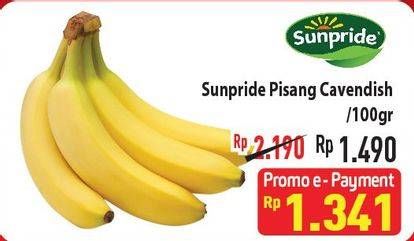 Promo Harga Sunpride Pisang Cavendish per 100 gr - Hypermart