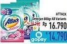 Promo Harga ATTACK Detergent Powder Plus Softener, Violet Perfume, Clean Maximizer 800 gr - Hypermart