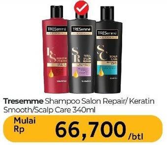 Promo Harga Tresemme Shampoo Total Salon Repair, Keratin Smooth, Scalp Care 340 ml - Carrefour