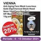 Promo Harga VIENNA Face Mask Anti Aging Luxurious Gold, Purifying Black Mud 15 ml - Indomaret