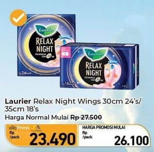 Promo Harga Laurier Relax Night 30cm, 35cm 18 pcs - Carrefour