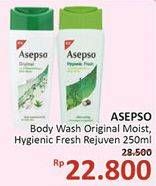 Promo Harga ASEPSO Body Wash Original Moist, Hygienic Fresh Rejuven 250 ml - Alfamidi