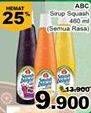 Promo Harga ABC Syrup Squash Delight All Variants 460 ml - Giant