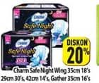 Promo Harga Charm Safe Night Wing 35cm, Wing 29cm, Gathers 42cm, Gathers 35cm 14 pcs - Hypermart