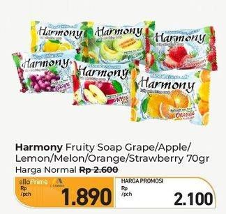 Promo Harga Harmony Sabun Batang Wangi Apple, Grape, Lemon, Melon, Orange, Strawberry 70 gr - Carrefour