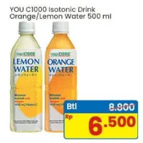 Promo Harga You C1000 Isotonic Drink Orange Water, Lemon Water 500 ml - Indomaret