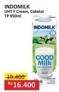 Promo Harga Indomilk Susu UHT Cokelat, Full Cream Plain 950 ml - Alfamart