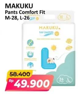 Promo Harga Makuku Comfort Fit Diapers Pants M28, L26 26 pcs - Alfamart