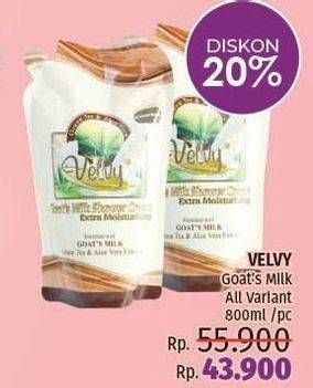 Promo Harga VELVY Goats Milk Shower Cream All Variants 800 ml - LotteMart
