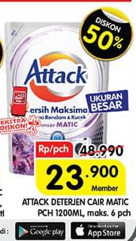 Promo Harga Attack Sensor Matic Detergent Liquid 1200 ml - Superindo