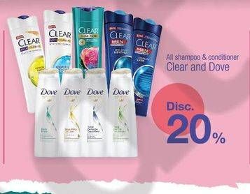 Promo Harga CLEAR Shampoo/Conditioner/DOVE Shampoo/Conditioner  - Hypermart