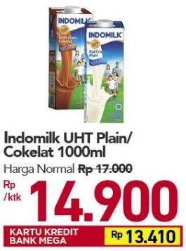 Promo Harga Indomilk Susu UHT Cokelat, Full Cream Plain 1000 ml - Carrefour