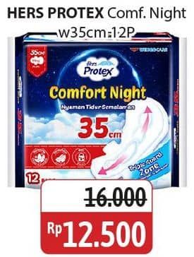 Promo Harga Hers Protex Comfort Night Wing 35cm 12 pcs - Alfamidi