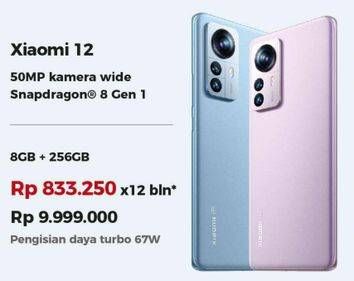 Promo Harga Xiaomi 12 8 GB + 256 GB  - Erafone