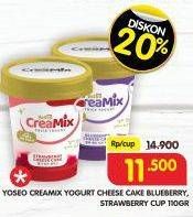 Promo Harga YOSEO Creamix Thick Yogurt Blueberry Cheese Cake, Strawberry Cheese Cake 110 gr - Superindo