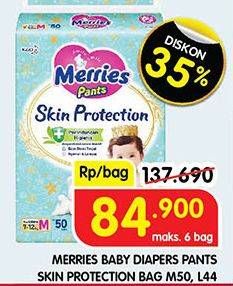 Promo Harga Merries Pants Skin Protection M50, L44 44 pcs - Superindo