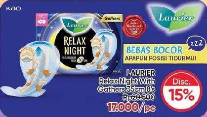 Promo Harga Laurier Relax Night Gathers 35cm 8 pcs - Guardian