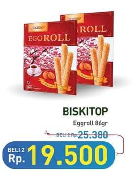 Biskitop Egg Roll 86 gr Diskon 23%, Harga Promo Rp19.500, Harga Normal Rp25.380