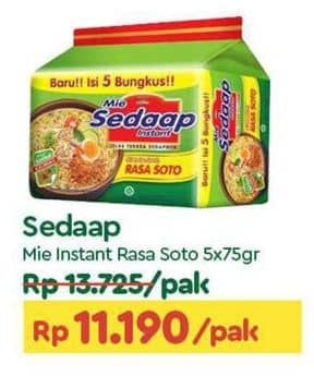 Promo Harga Sedaap Mie Kuah Soto per 5 pcs 75 gr - TIP TOP