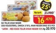 Promo Harga SIH Telur Rendah Kolesterol, Omega 3, Ayam Negeri Emas 10 pcs - Superindo