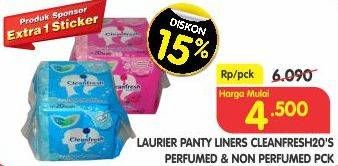 Promo Harga Laurier Pantyliner Cleanfresh NonPerfumed, Perfumed 20 pcs - Superindo