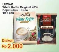 Promo Harga LUWAK White Koffie Original 20s + Kopi Gula 10s  - Indomaret