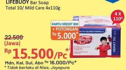 Promo Harga LIFEBUOY Bar Soap Mild Care, Total 10 per 4 pcs 110 gr - Alfamidi