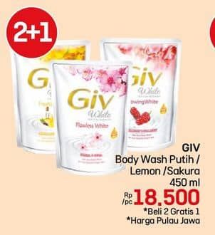 Promo Harga GIV Body Wash White Flowers And Vanilla, Pearl Sakura, Lemon Jojoba Oil 400 ml - LotteMart